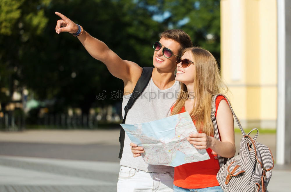 Similar – Image, Stock Photo Young couple taking selfies