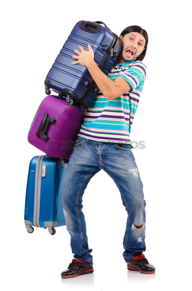 Similar – Funny boy smiling inside a suitcase