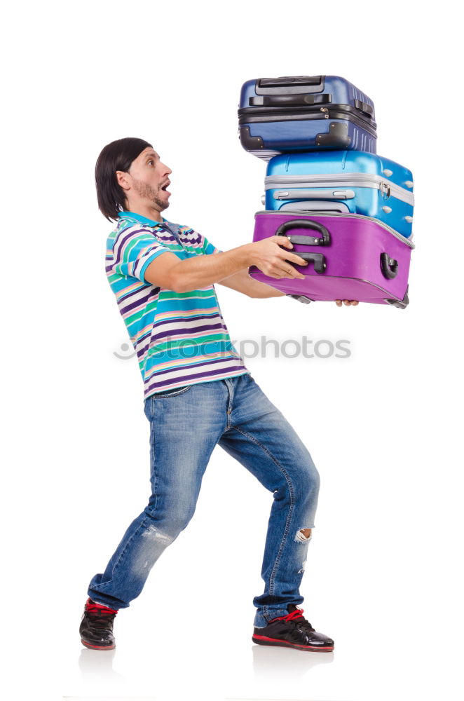 Similar – Funny boy smiling inside a suitcase