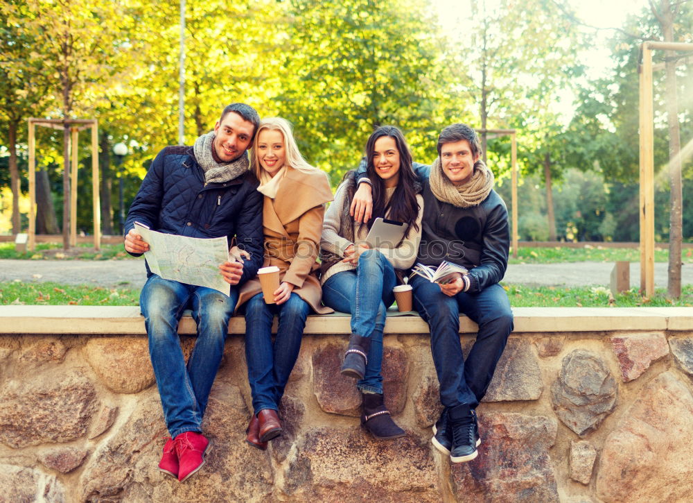 Similar – Image, Stock Photo Group of young people together outdoors in urban background.