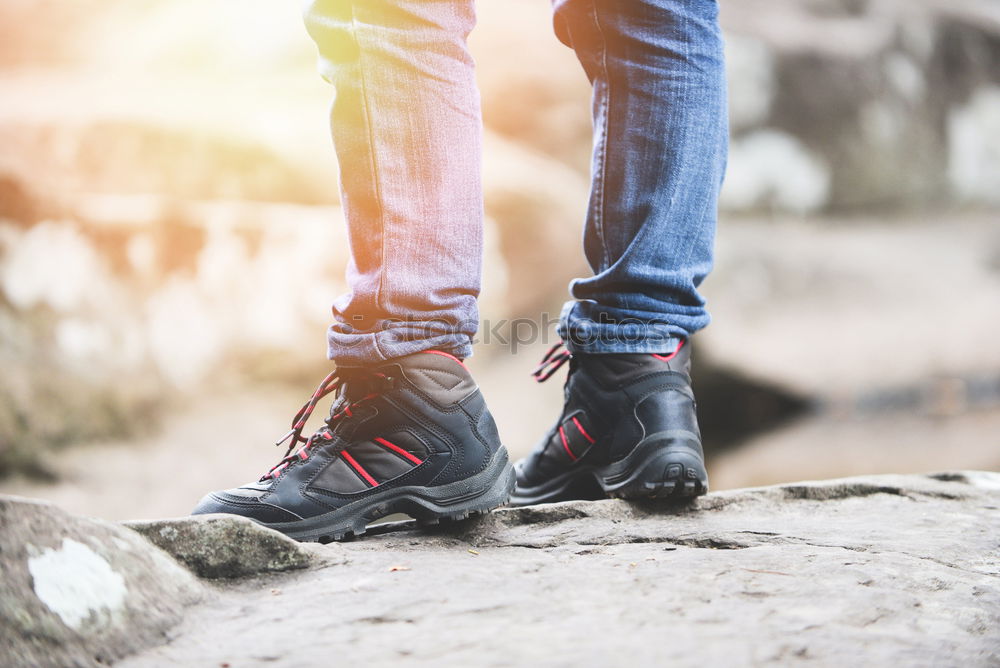 Similar – Image, Stock Photo a man Looking down on feet, selective focus