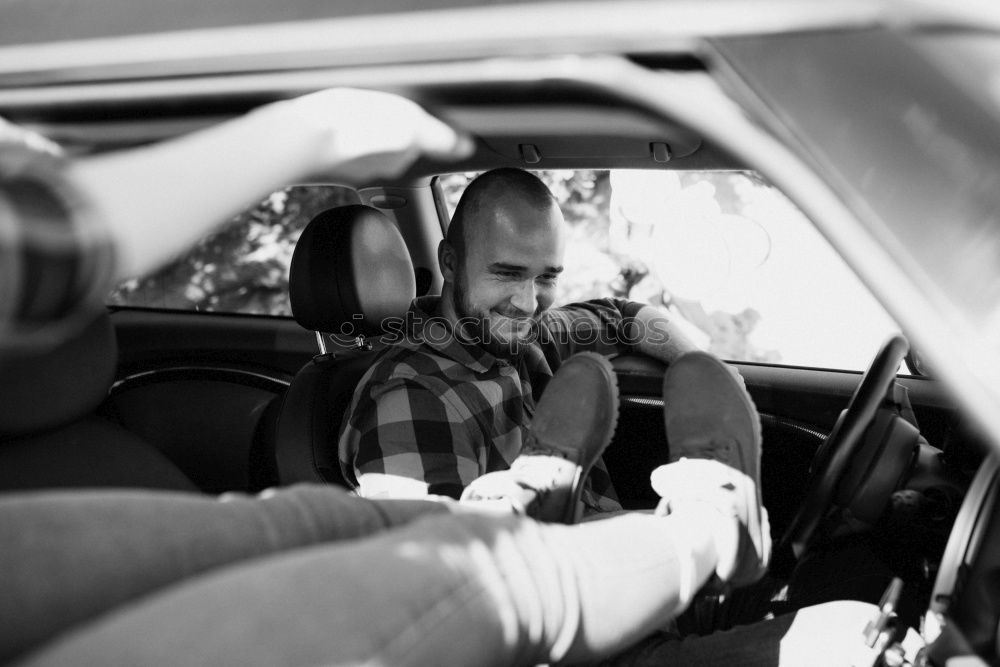 Image, Stock Photo taxi driver in the car waiting for the client