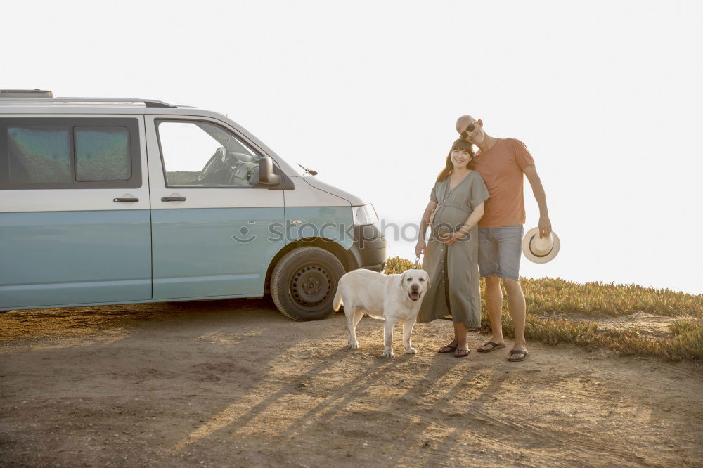 Image, Stock Photo Seniors in their Camping Bus
