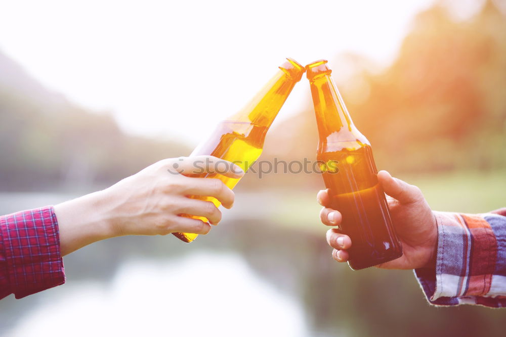 Similar – Image, Stock Photo Female friends cheers clinking bottles of beer.