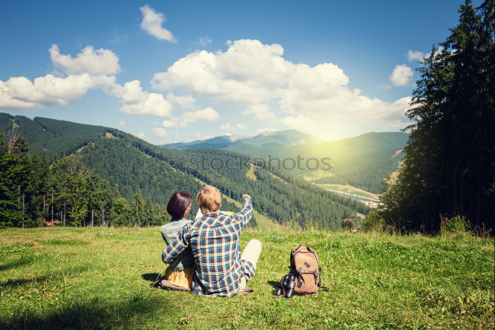 Similar – happy lovers on Holiday in the alps mountains