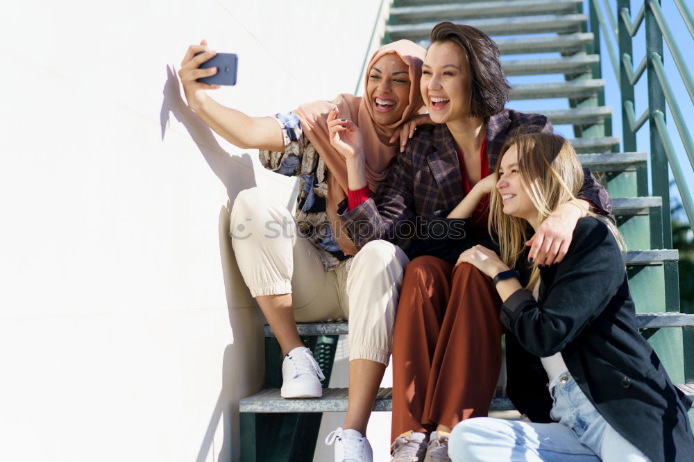 Similar – Image, Stock Photo Atttractive young women waiting for train