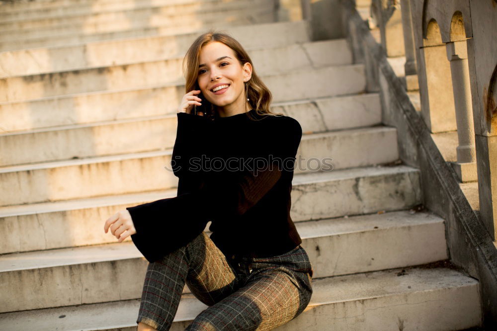 Similar – Image, Stock Photo Woman standing on the street with blur background