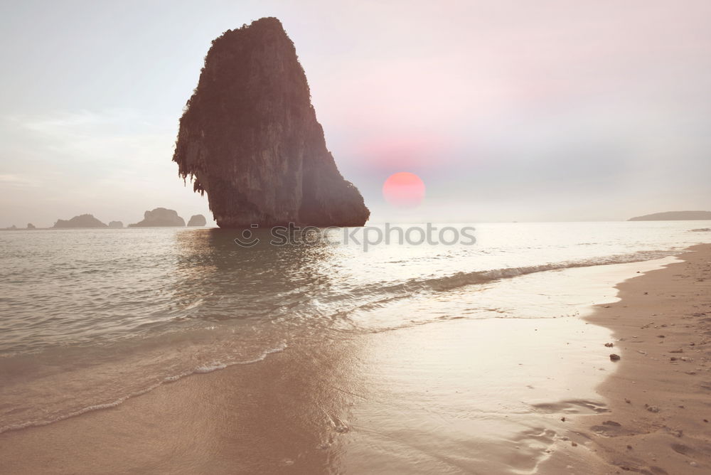 Similar – Image, Stock Photo Coast and calm sea in evening