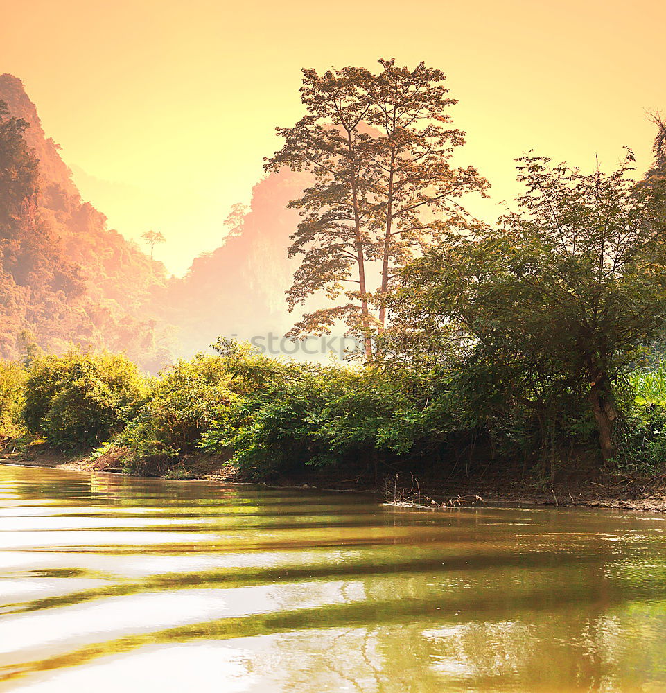 Similar – Image, Stock Photo Landscape Vietnam. River view in the dim light of dusk at Ninhbinh, Tam Coc, Vietnam