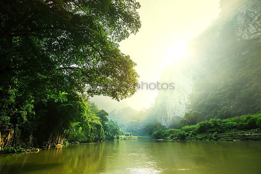 Similar – Landscape Vietnam. River view in the dim light of dusk at Ninhbi