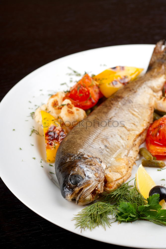 Similar – Image, Stock Photo Fried fish fillet on cast iron pan