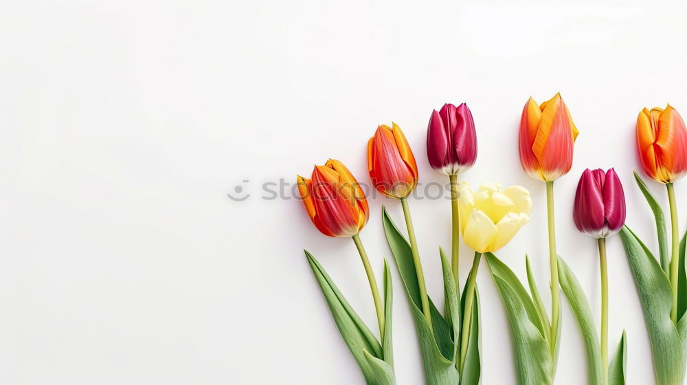 Similar – Hands preparing a Red tulips arrangement