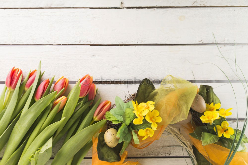 Similar – Hands preparing a Red tulips arrangement