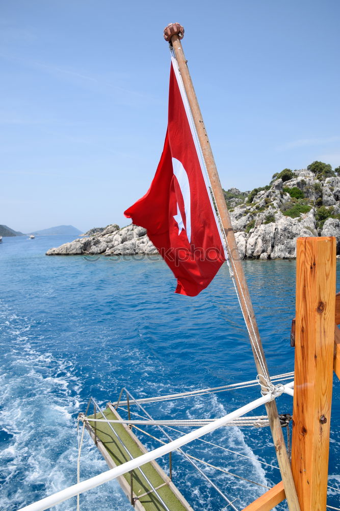 Image, Stock Photo View of Istanbul from the ferry with a flag in the wind