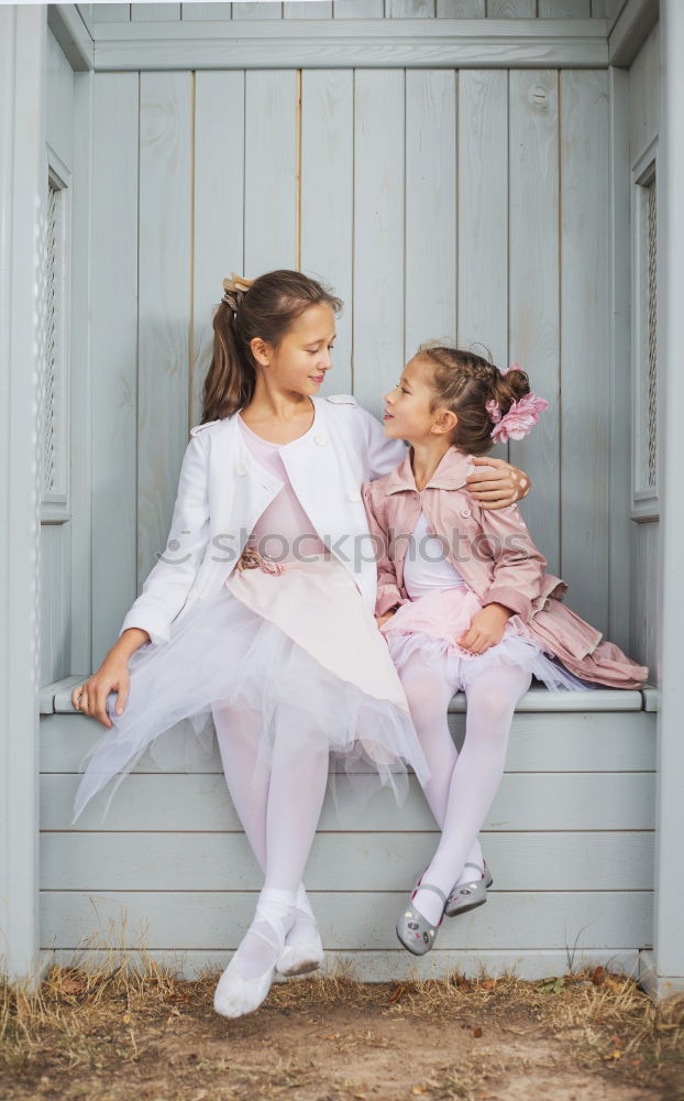 Similar – Image, Stock Photo Two beautiful sister kids playing under white sheets