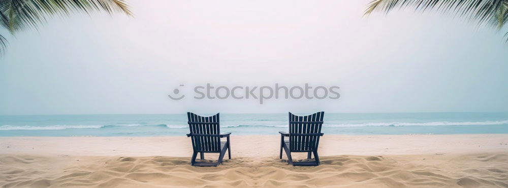 Similar – Blue and white folding chair on the beach overlooking the North Sea