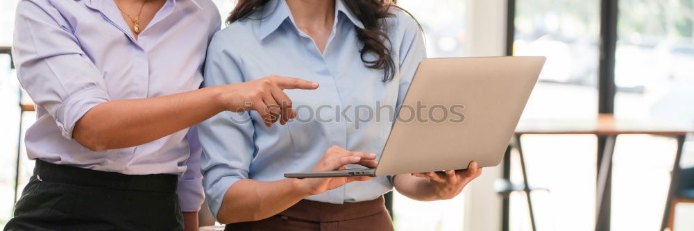 Similar – Image, Stock Photo Side view on woman working on tablet near window in sunlight