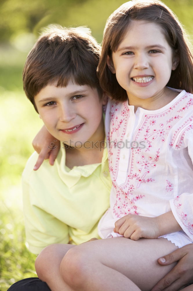 Similar – A happy brother and sister, the sister on the shoulders of the brother