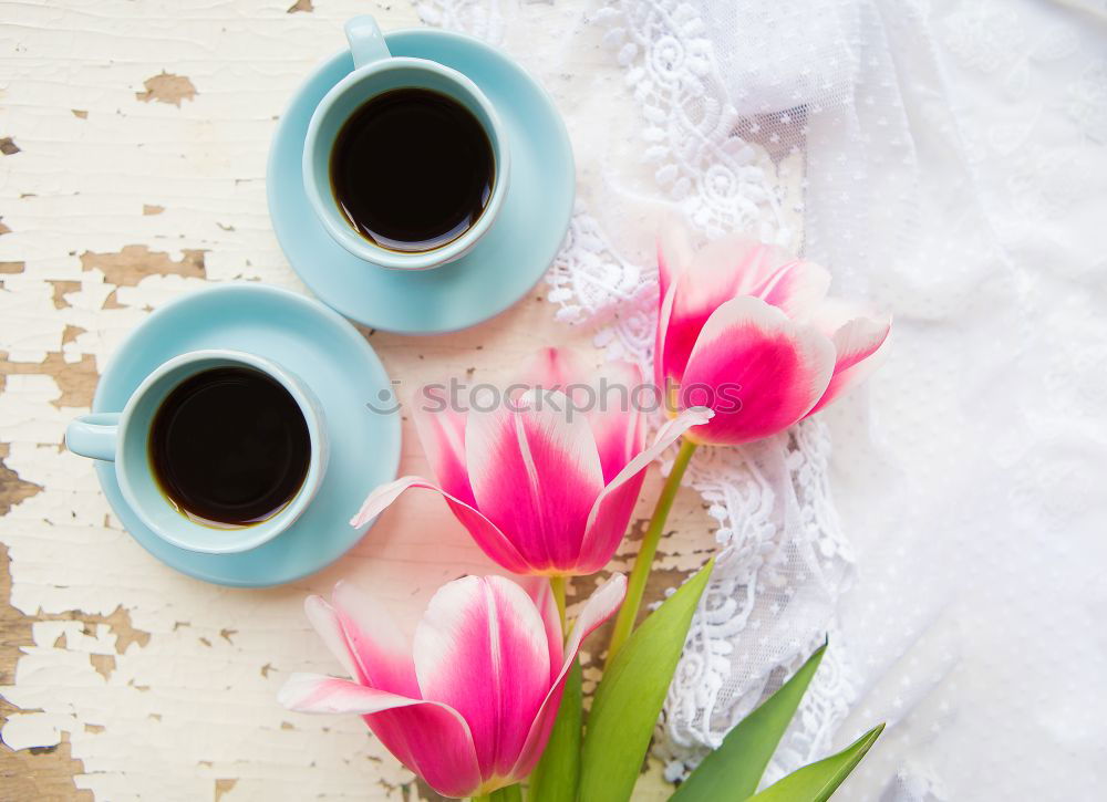 Similar – Cup of coffee and flowers