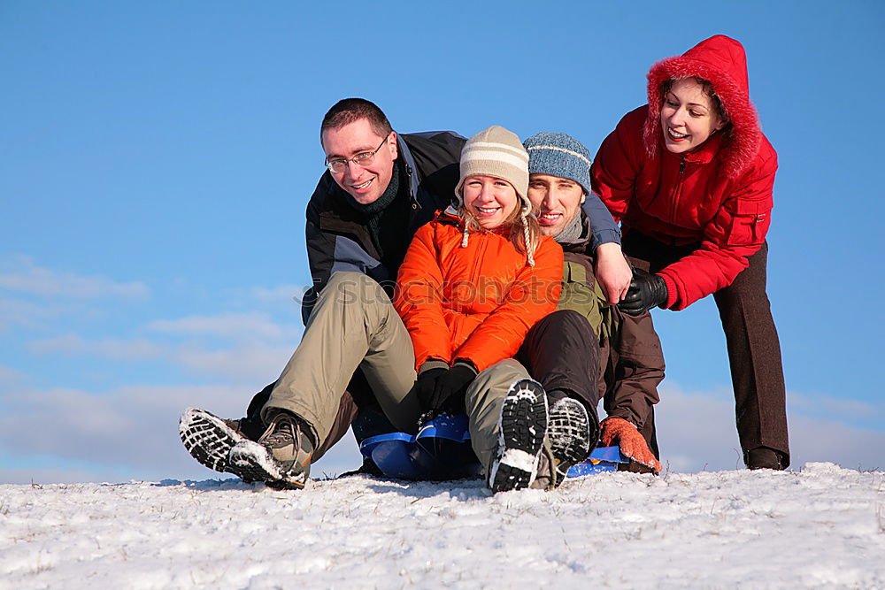 Similar – Image, Stock Photo Family sledging Athletic