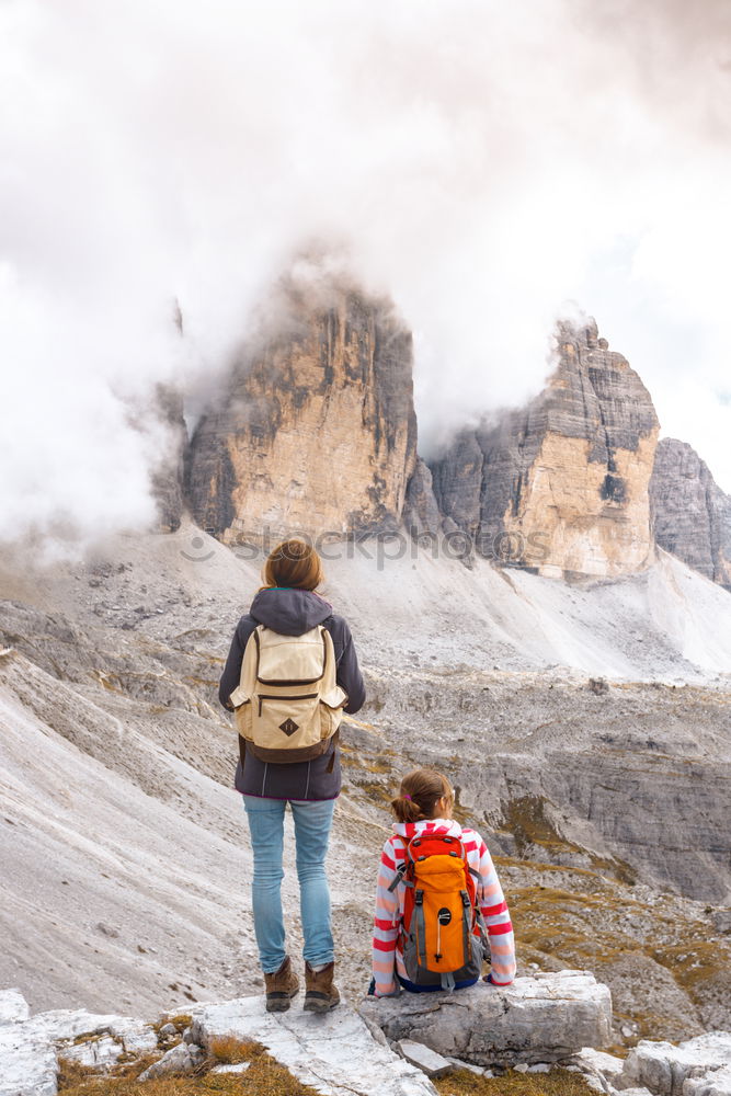 Woman tourist in mountains