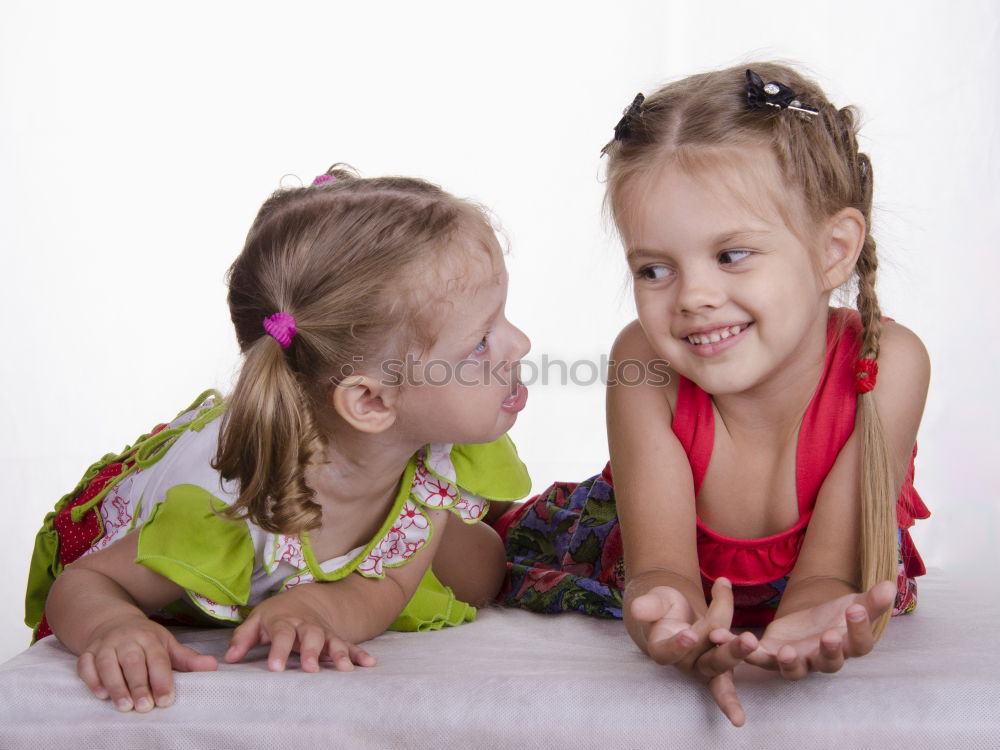 Similar – Image, Stock Photo two beautiful sisters playing at home