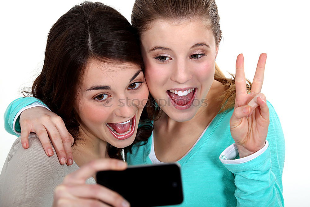 Similar – happy mother and daughter making selfie outdoor