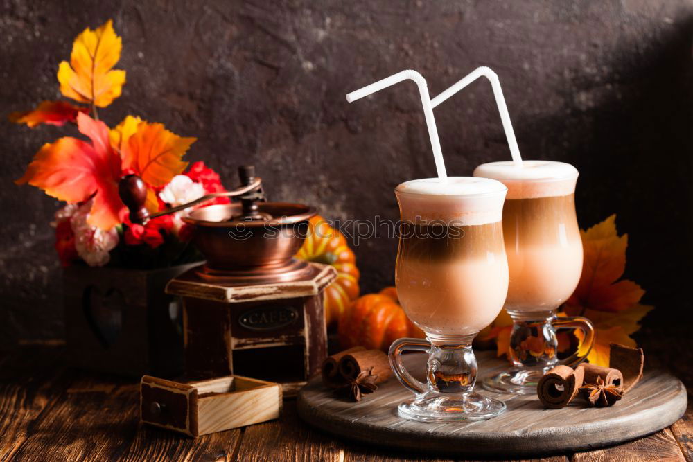 Similar – Image, Stock Photo Pumpkin spice coffee with whipped cream