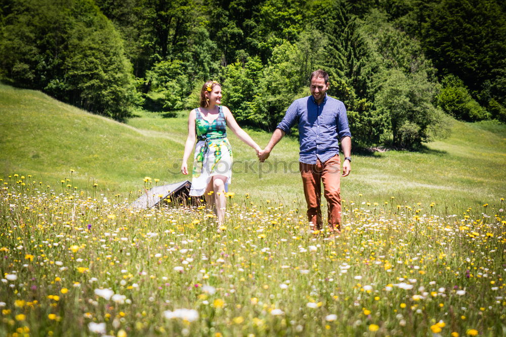 happy lovers on Holiday in the alps mountains