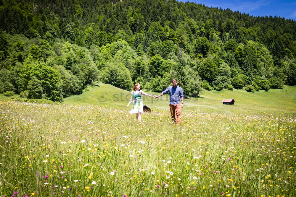 happy lovers on Holiday in the alps mountains