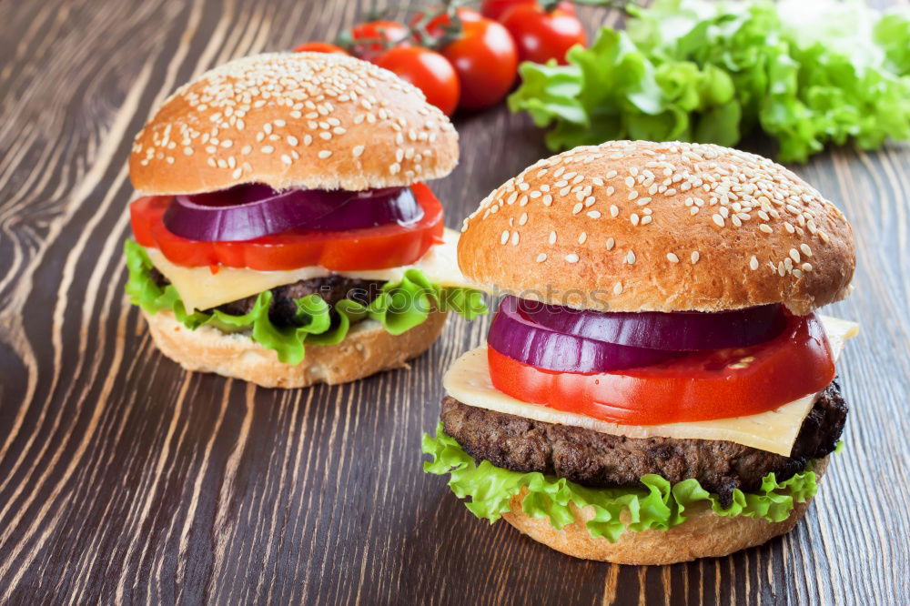 Similar – Image, Stock Photo burger with a meatball and vegetables