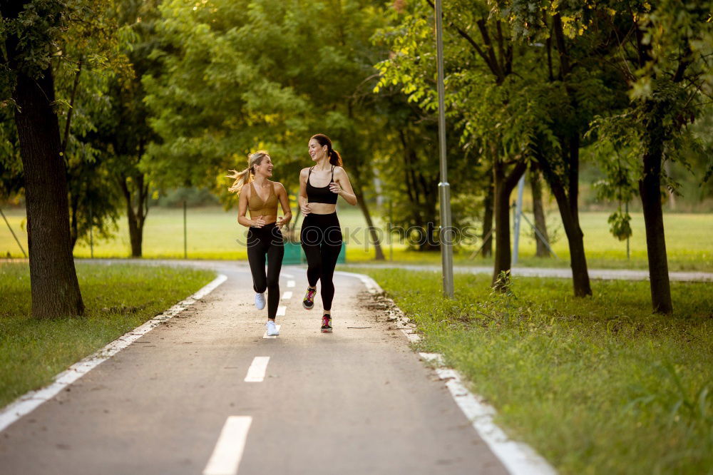 Similar – Image, Stock Photo Senior man and happy child running on nature path