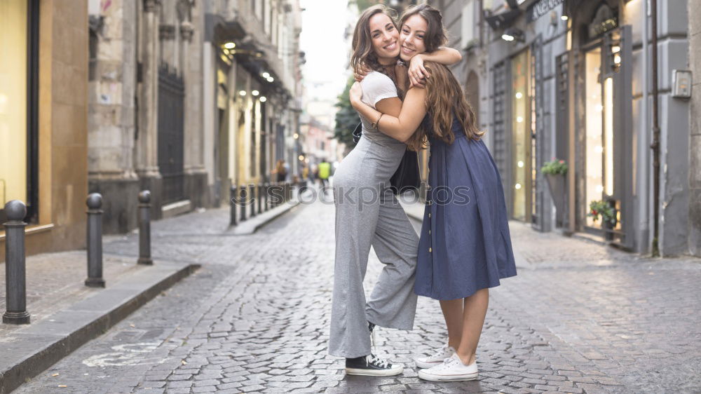 Similar – Beautiful women having fun in the street.