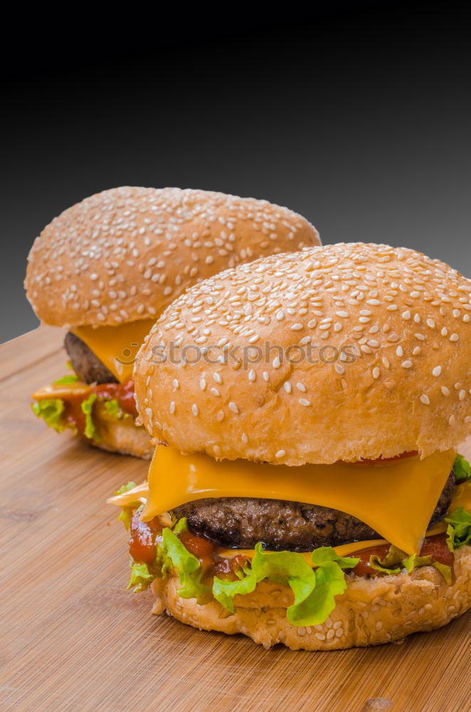 Similar – Image, Stock Photo burger with tomato sugo, rucola, goat cheese