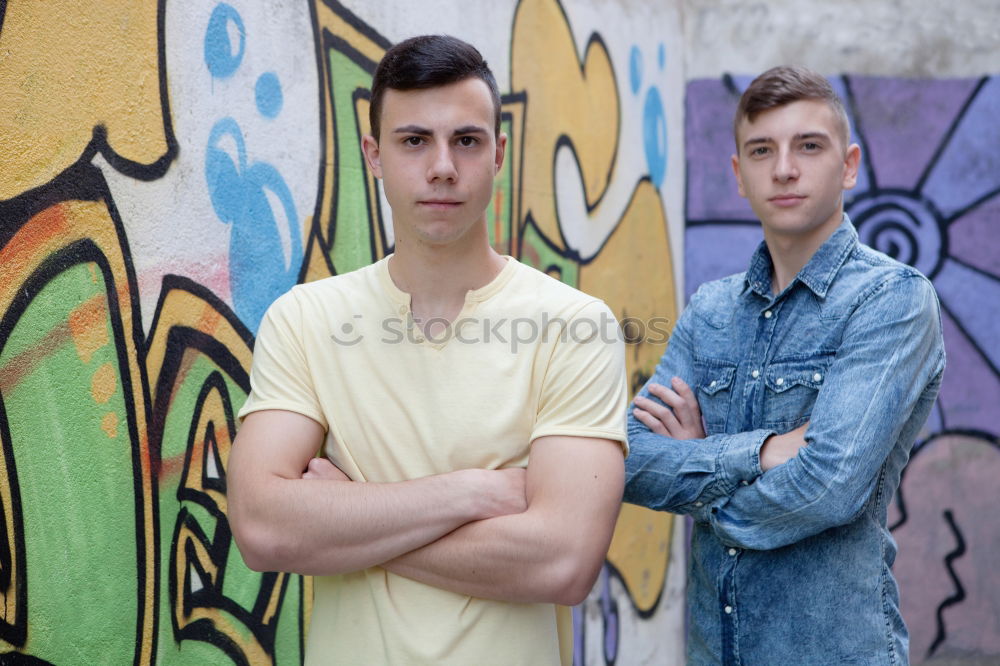 Similar – Gay couple at the brick wall