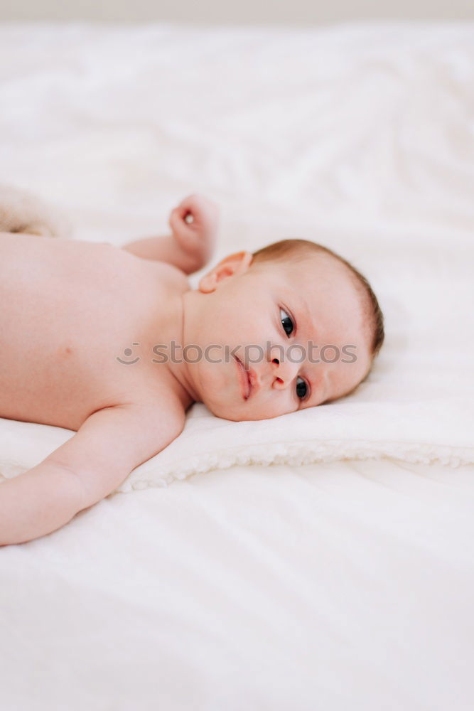 Similar – Portrait of a crawling baby on the bed in his room