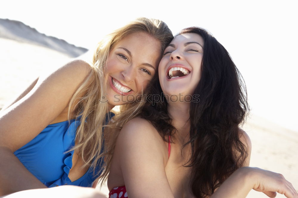 Similar – Image, Stock Photo Funny selfie girls on the beach