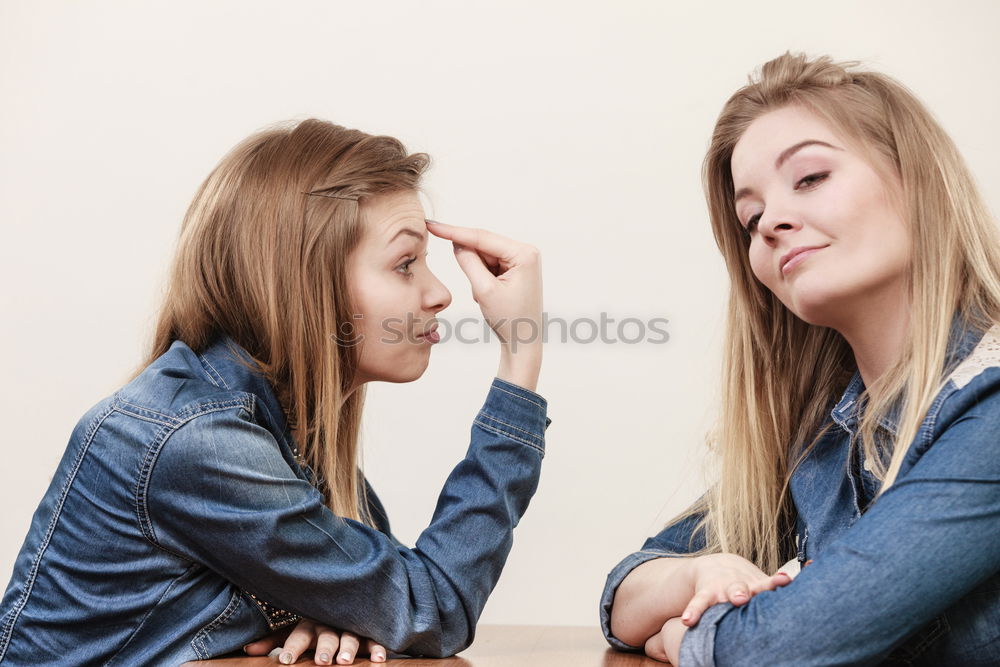 Similar – Image, Stock Photo sad daughter hugging his mother at home. Concept of couple family is in sorrow.