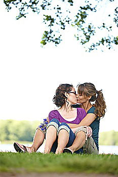 Similar – Image, Stock Photo Lesbian family with child on lawn