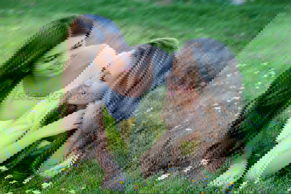 Similar – Image, Stock Photo Happy mother and daughter playing in the park