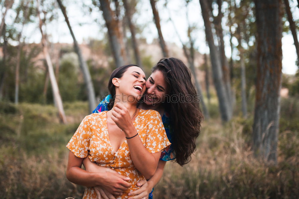 Similar – Image, Stock Photo Happy mother kissing her daughter enjoying a winter afternoon