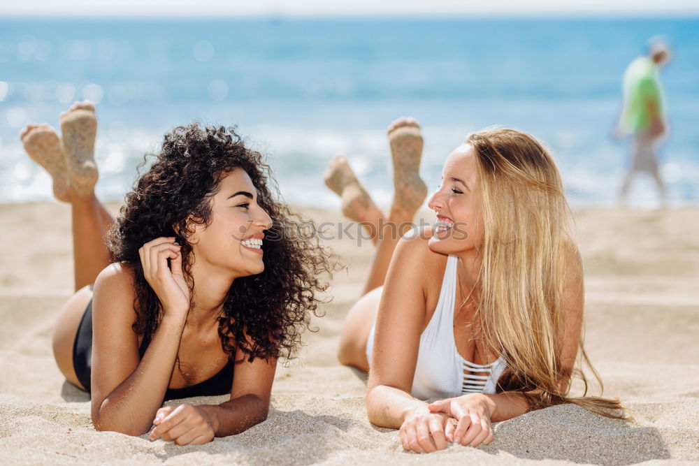 Similar – Image, Stock Photo Happy women walking on hill