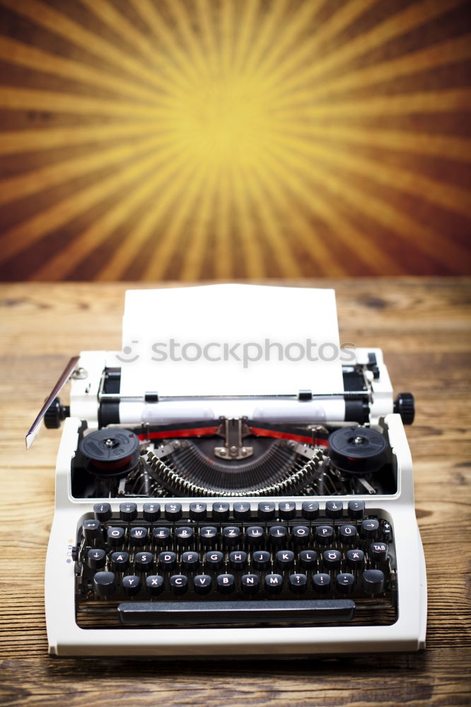 Similar – Portrait format: black writing utensils, paper, notes, scissors, pencil, ruler, adhesive tape, eraser, calculator on a wooden desk