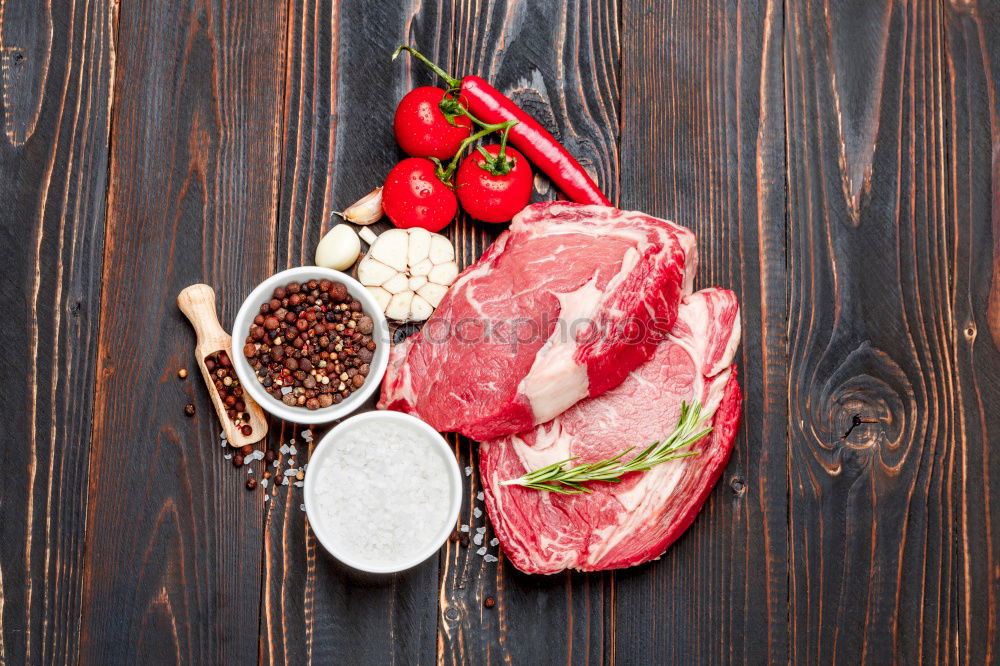 Similar – Image, Stock Photo Empty plates with lamb chop preparation