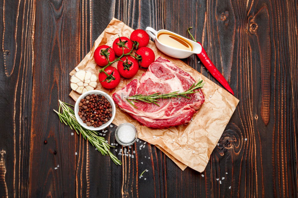 Similar – Italian meat platter with antipasti and ciabatta bread