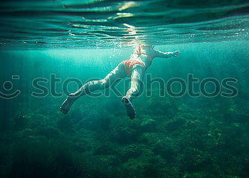 Similar – Young woman doing free-diving in the clear water of the Mediterranean Sea