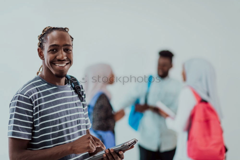 Similar – Image, Stock Photo Company of young black people on street