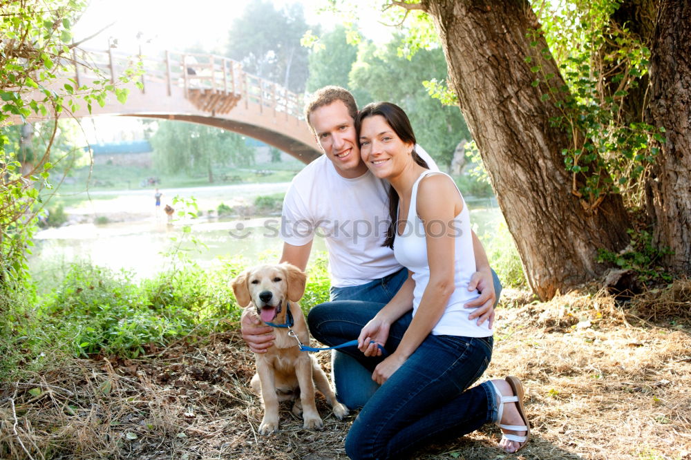 Similar – Happy smiling dog with its pretty young owner