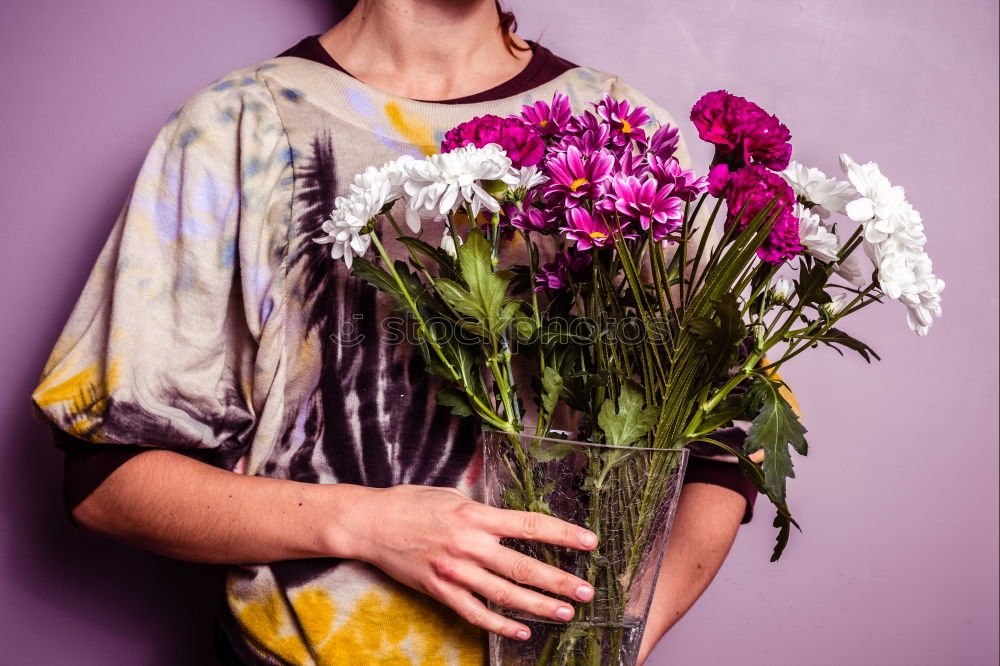 Similar – Image, Stock Photo Portrait of woman holding bouquet of flowers