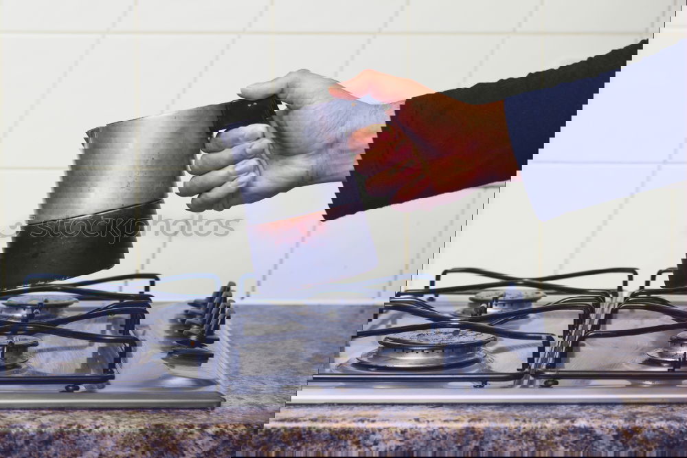 Similar – Image, Stock Photo Woman preparing coffee on stove